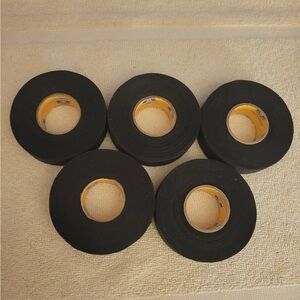 Lot of 5 Rolls of Black Cloth Hockey Tape Brand New